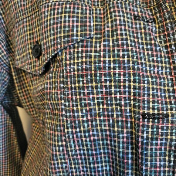 Lucia Vintage Women’s SZ 16 Black, Red, Blue, Yellow Plaid Button Down Blazer - Picture 2 of 6